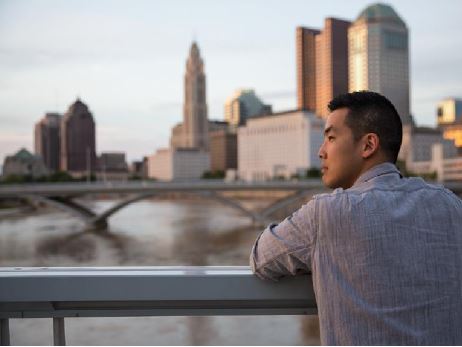 man at railing