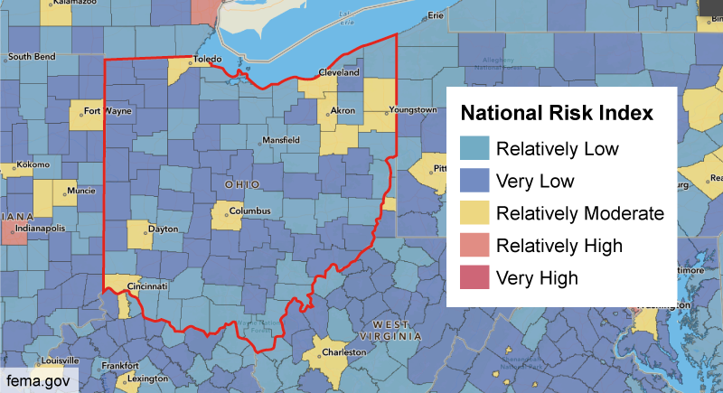 National Risk Index Map of Ohio